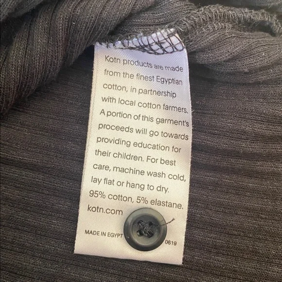 KOTN black cotton ribbed button down quarter polo top in size S - Picture 5 of 5